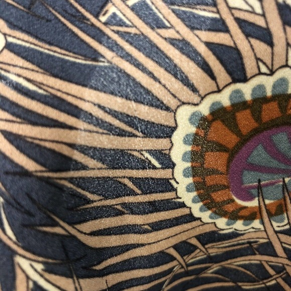 Ann Taylor Loft Women's Peacock Feather Button Up Long Sleeve Blouse Size XS - Picture 7 of 7